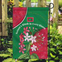 Maldives Floral Bloom Garden Flag with Tropical Island Blossoms and National Flag Design