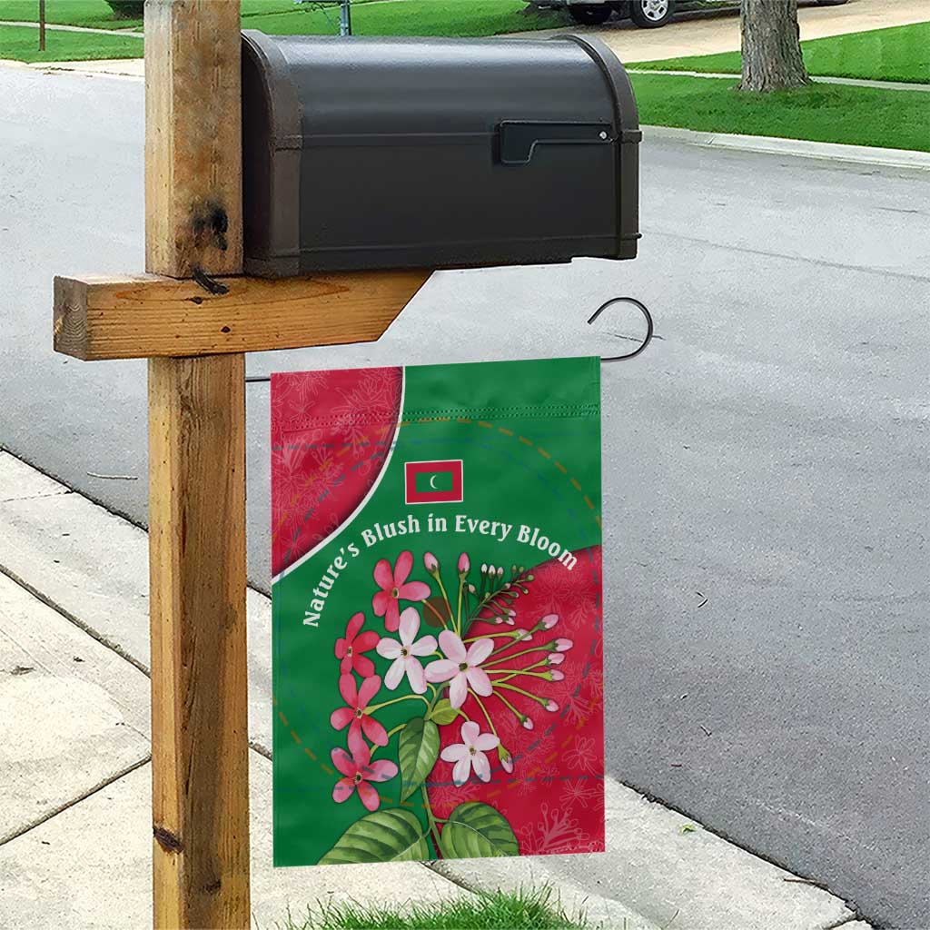 Maldives Floral Bloom Garden Flag with Tropical Island Blossoms and National Flag Design