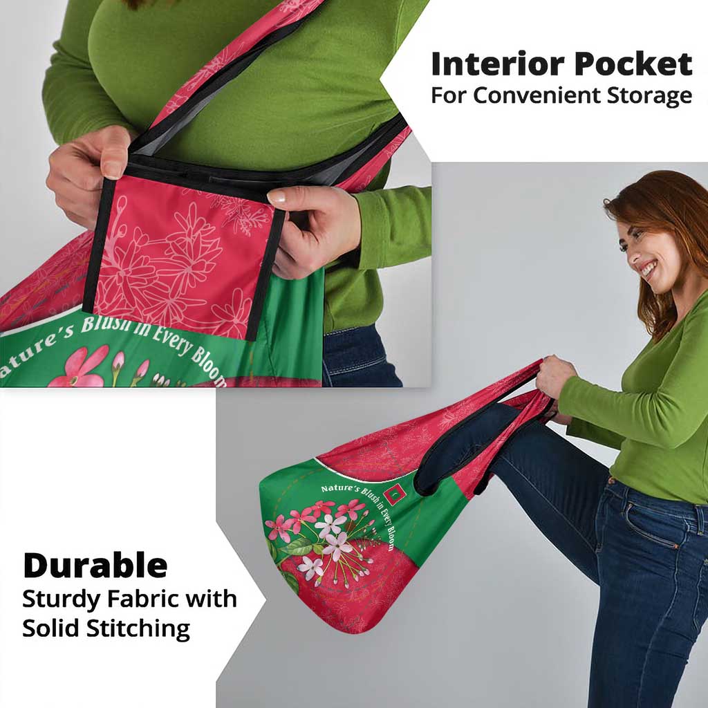 Maldives Floral Bloom Grocery Bag with Tropical Island Blossoms and National Flag Design