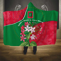 Maldives Floral Bloom Hooded Blanket with Tropical Island Blossoms and National Flag Design