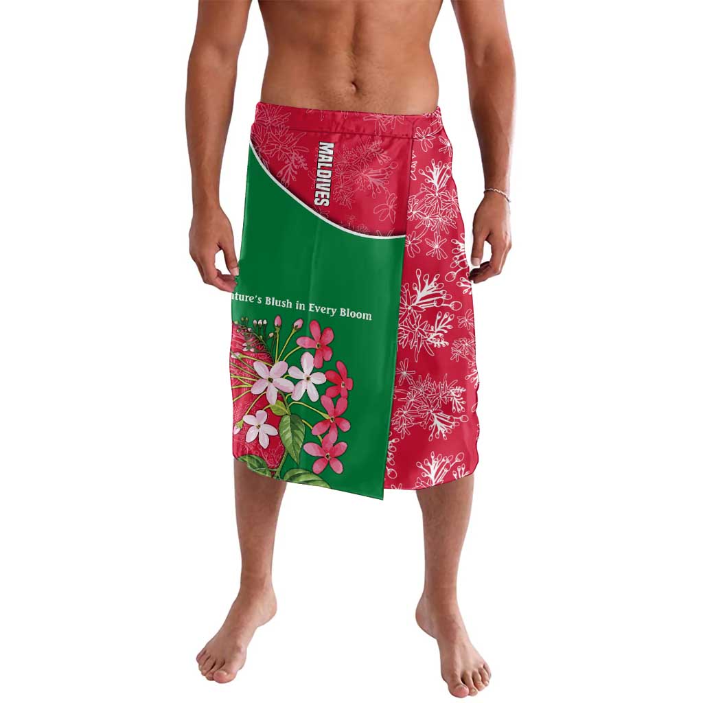 Maldives Floral Bloom Lavalava with Tropical Island Blossoms and National Flag Design