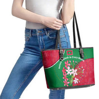Maldives Floral Bloom Leather Tote Bag with Tropical Island Blossoms and National Flag Design