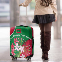 Maldives Floral Bloom Luggage Cover with Tropical Island Blossoms and National Flag Design