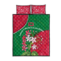 Maldives Floral Bloom Quilt Bed Set with Tropical Island Blossoms and National Flag Design