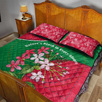 Maldives Floral Bloom Quilt Bed Set with Tropical Island Blossoms and National Flag Design