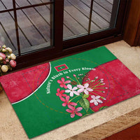 Maldives Floral Bloom Rubber Doormat with Tropical Island Blossoms and National Flag Design