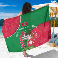 Maldives Floral Bloom Sarong with Tropical Island Blossoms and National Flag Design