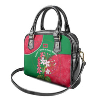 Maldives Floral Bloom Shoulder Handbag with Tropical Island Blossoms and National Flag Design