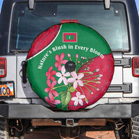 Maldives Floral Bloom Spare Tire Cover with Tropical Island Blossoms and National Flag Design