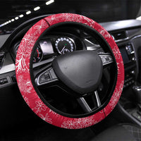Maldives Floral Bloom Steering Wheel Cover with Tropical Island Blossoms and National Flag Design