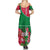 Maldives Floral Bloom Summer Maxi Dress with Tropical Island Blossoms and National Flag Design