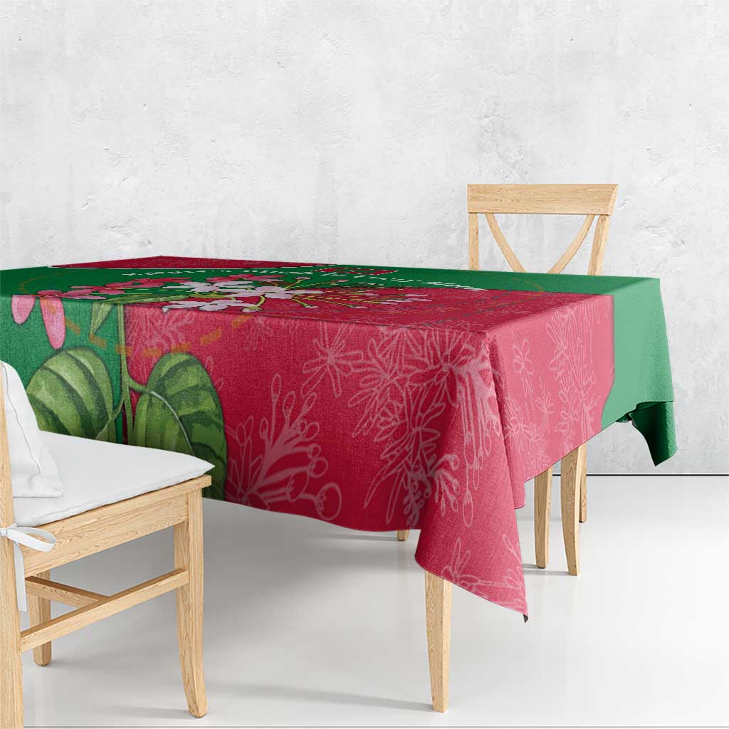 Maldives Floral Bloom Tablecloth with Tropical Island Blossoms and National Flag Design