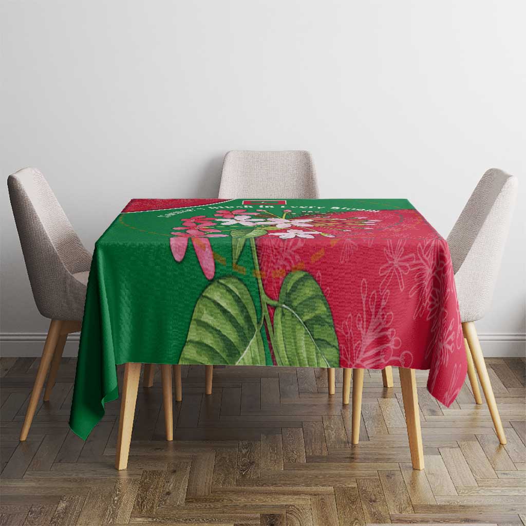 Maldives Floral Bloom Tablecloth with Tropical Island Blossoms and National Flag Design