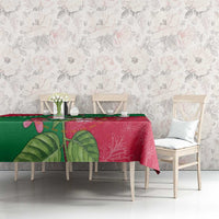 Maldives Floral Bloom Tablecloth with Tropical Island Blossoms and National Flag Design
