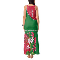 Maldives Floral Bloom Tank Maxi Dress with Tropical Island Blossoms and National Flag Design