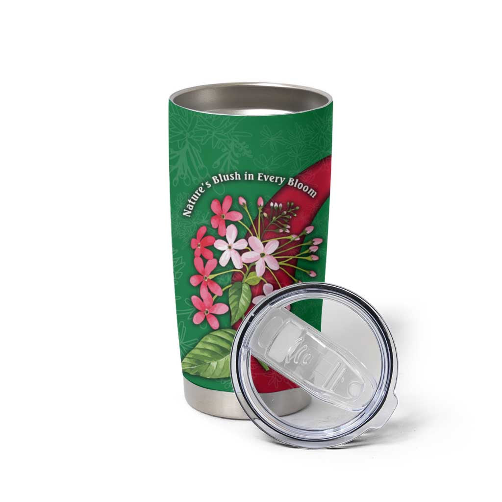 Maldives Floral Bloom Tumbler Cup with Tropical Island Blossoms and National Flag Design