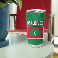 Maldives Floral Bloom Tumbler Cup with Tropical Island Blossoms and National Flag Design