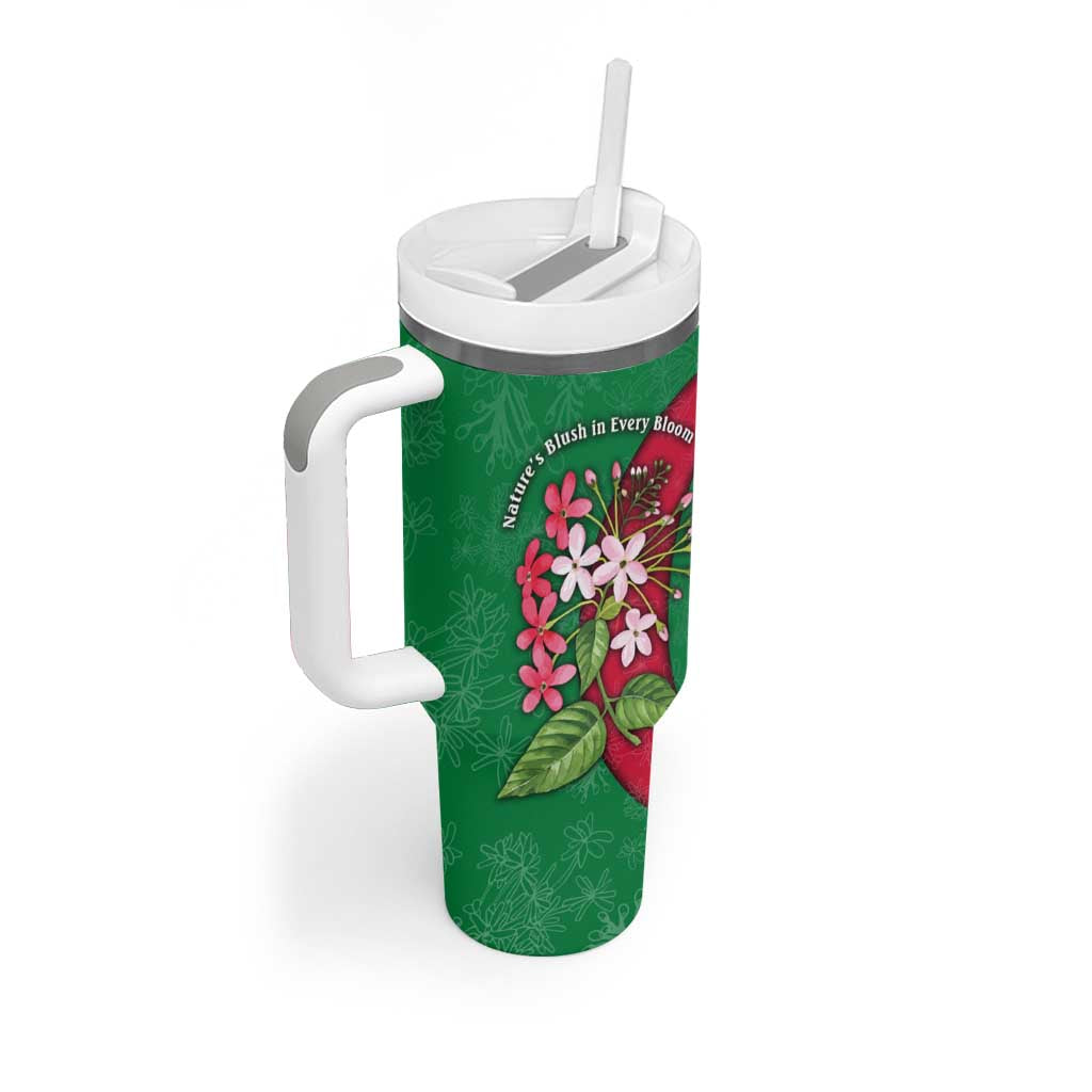 Maldives Floral Bloom Tumbler With Handle with Tropical Island Blossoms and National Flag Design