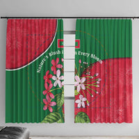 Maldives Floral Bloom Window Curtain with Tropical Island Blossoms and National Flag Design