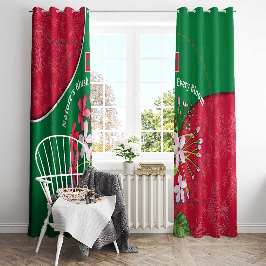 Maldives Floral Bloom Window Curtain with Tropical Island Blossoms and National Flag Design