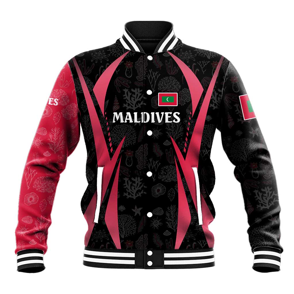 Maldives Dive Turtle Baseball Jacket with Coral Reef Pattern and Island Spirit Slogan