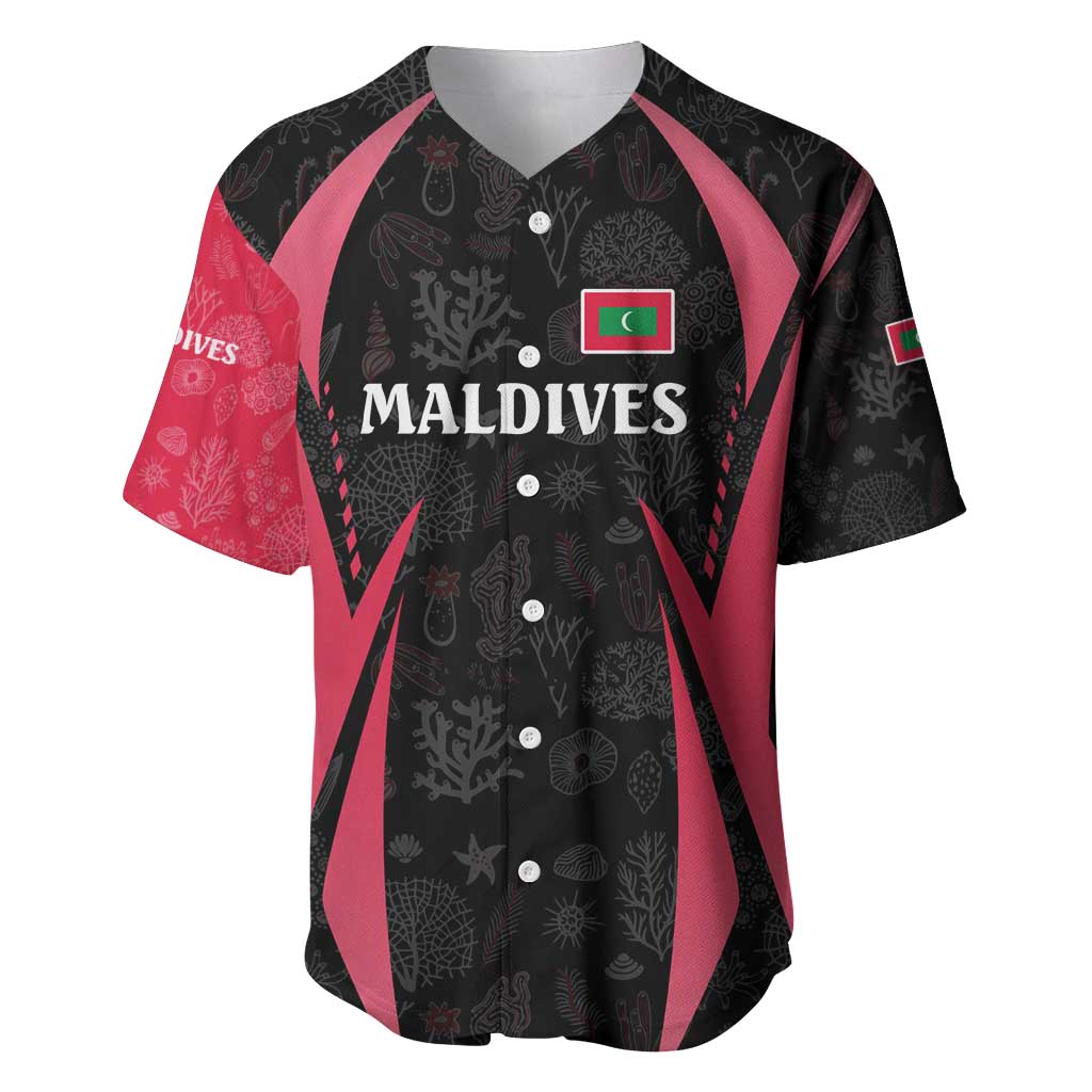 Maldives Dive Turtle Baseball Jersey with Coral Reef Pattern and Island Spirit Slogan