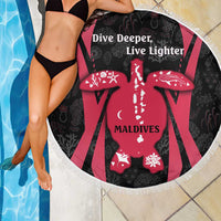 Maldives Dive Turtle Beach Blanket with Coral Reef Pattern and Island Spirit Slogan