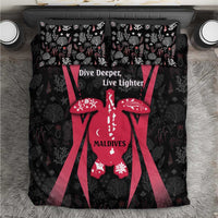 Maldives Dive Turtle Bedding Set with Coral Reef Pattern and Island Spirit Slogan