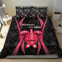 Maldives Dive Turtle Bedding Set with Coral Reef Pattern and Island Spirit Slogan
