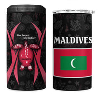 Maldives Dive Turtle 4 in 1 Can Cooler Tumbler with Coral Reef Pattern and Island Spirit Slogan