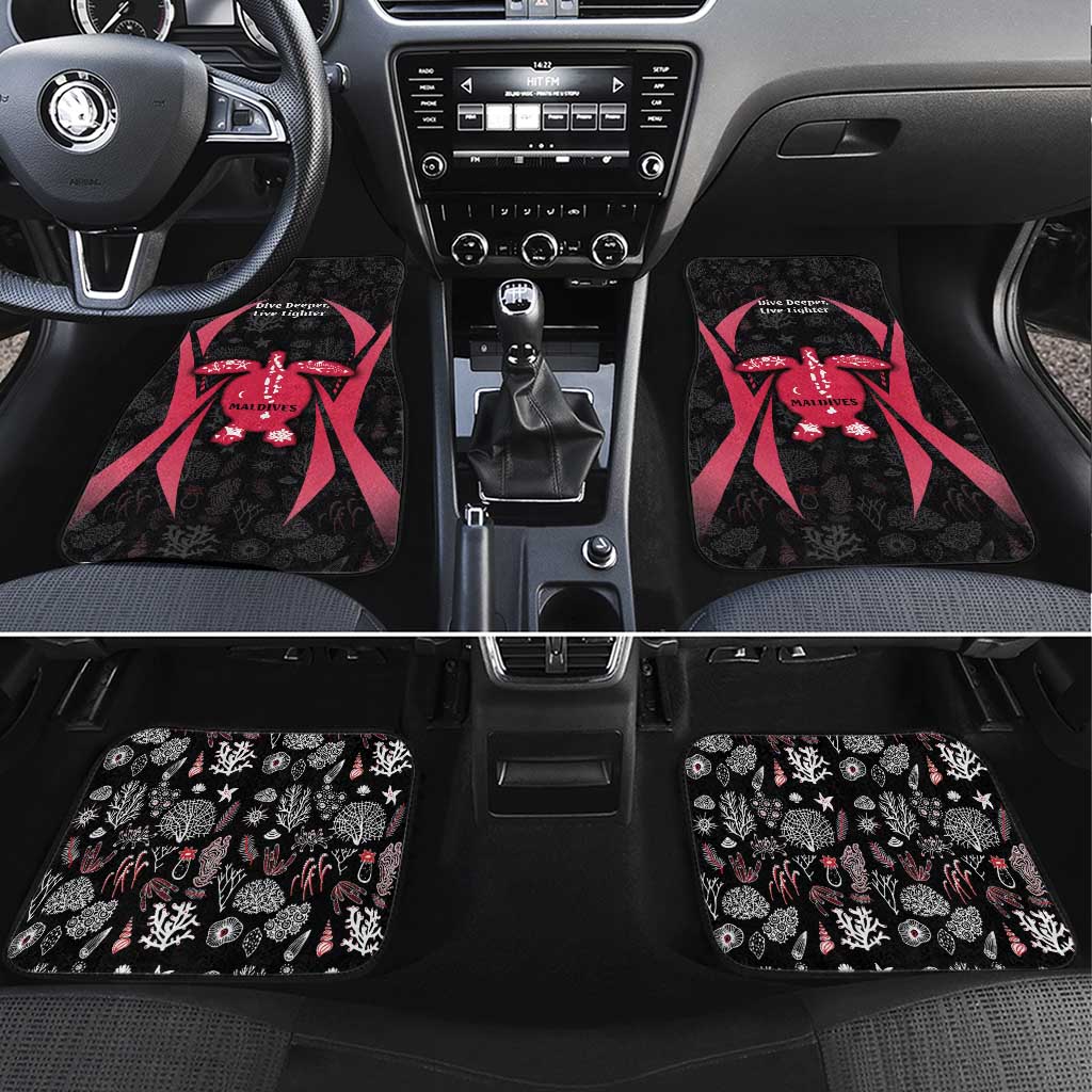Maldives Dive Turtle Car Mats with Coral Reef Pattern and Island Spirit Slogan