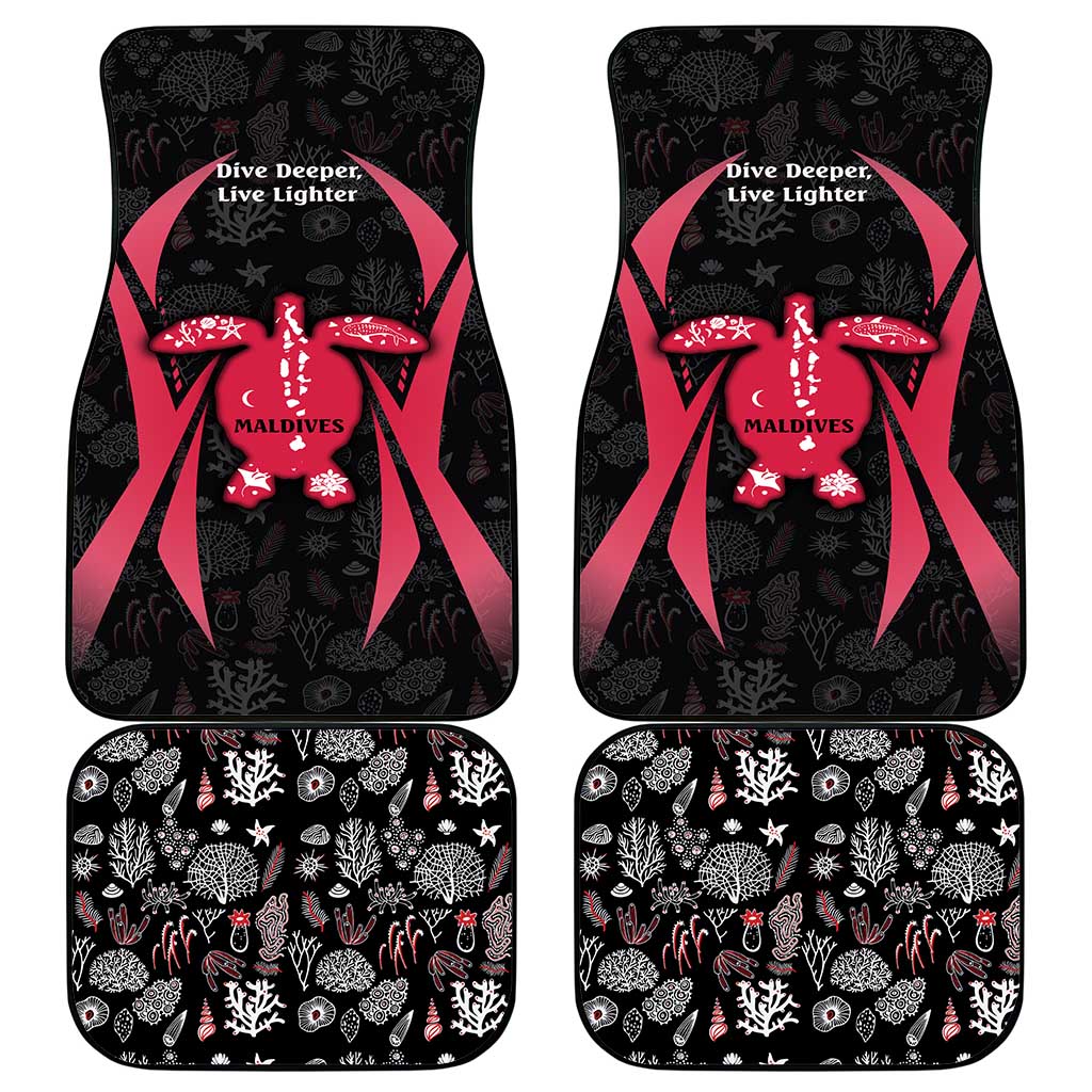 Maldives Dive Turtle Car Mats with Coral Reef Pattern and Island Spirit Slogan