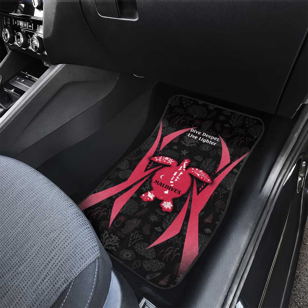 Maldives Dive Turtle Car Mats with Coral Reef Pattern and Island Spirit Slogan