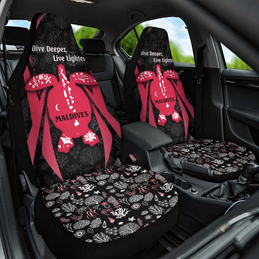 Maldives Dive Turtle Car Seat Cover with Coral Reef Pattern and Island Spirit Slogan