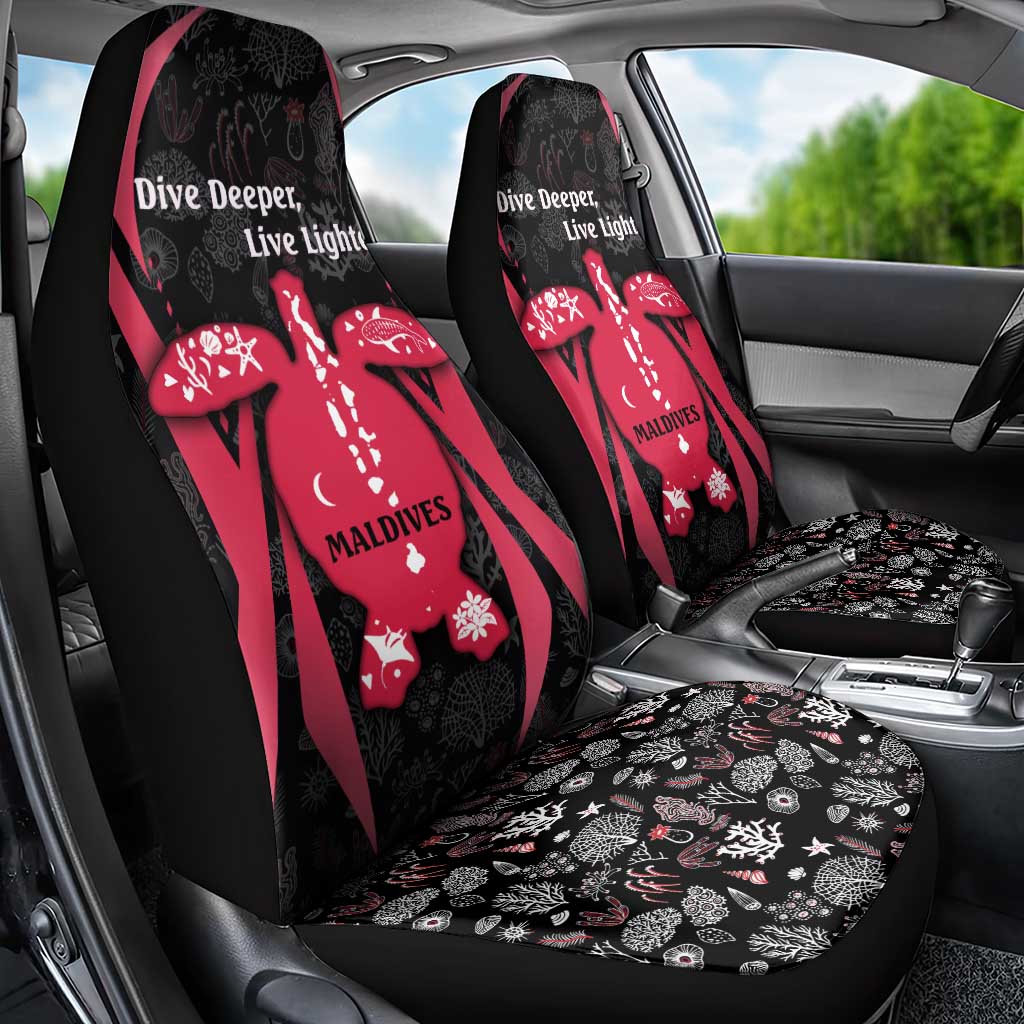 Maldives Dive Turtle Car Seat Cover with Coral Reef Pattern and Island Spirit Slogan