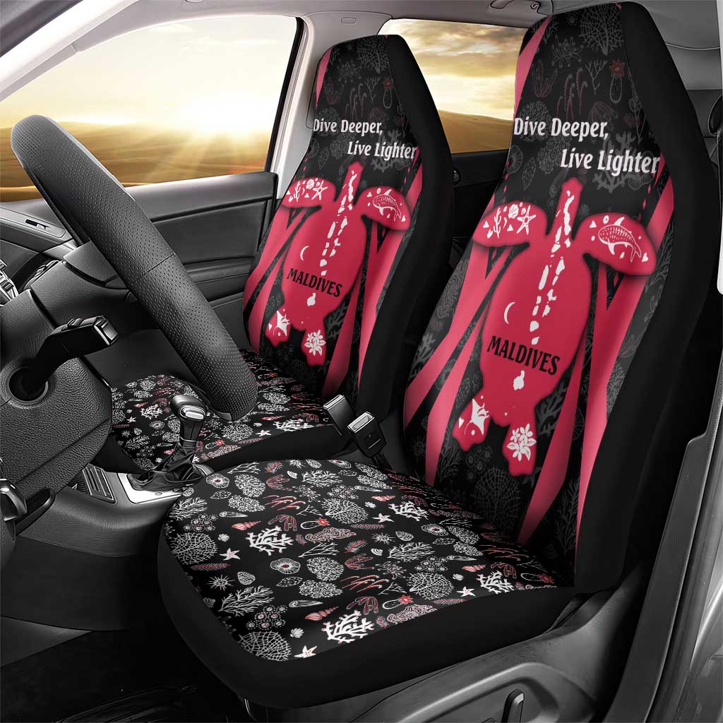Maldives Dive Turtle Car Seat Cover with Coral Reef Pattern and Island Spirit Slogan