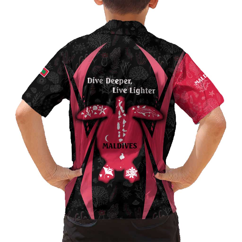 Maldives Dive Turtle Family Matching Long Sleeve Bodycon Dress and Hawaiian Shirt with Coral Reef Pattern and Island Spirit Slogan