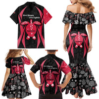 Maldives Dive Turtle Family Matching Mermaid Dress and Hawaiian Shirt with Coral Reef Pattern and Island Spirit Slogan