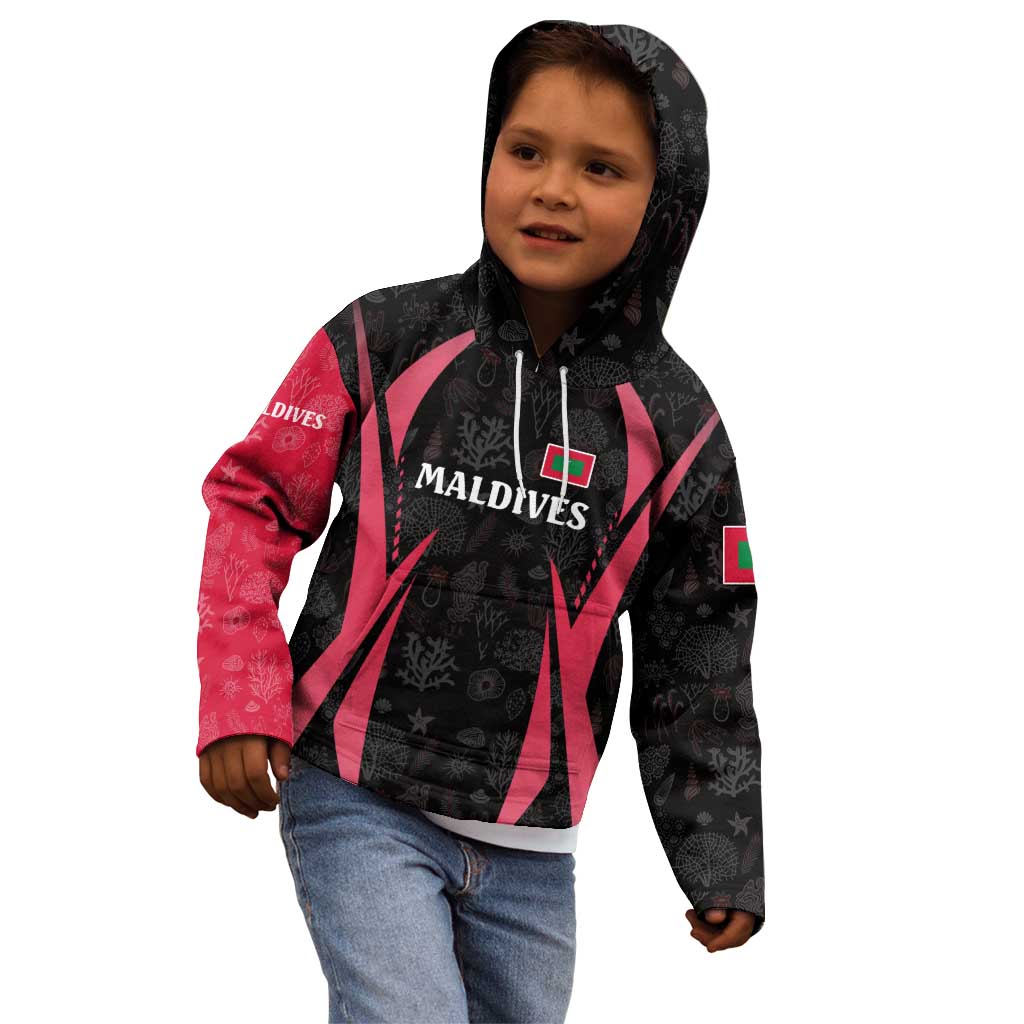Maldives Dive Turtle Kid Hoodie with Coral Reef Pattern and Island Spirit Slogan