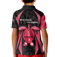 Maldives Dive Turtle Kid Polo Shirt with Coral Reef Pattern and Island Spirit Slogan