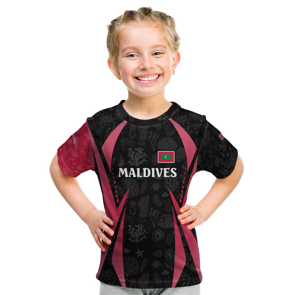 Maldives Dive Turtle Kid T Shirt with Coral Reef Pattern and Island Spirit Slogan
