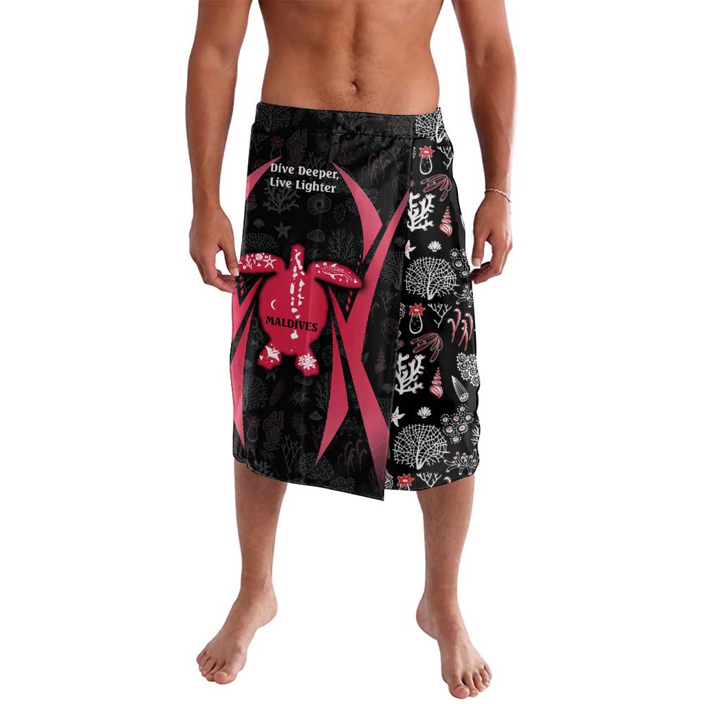 Maldives Dive Turtle Lavalava with Coral Reef Pattern and Island Spirit Slogan