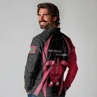 Maldives Dive Turtle Long Sleeve Polo Shirt with Coral Reef Pattern and Island Spirit Slogan