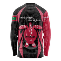 Maldives Dive Turtle Long Sleeve Shirt with Coral Reef Pattern and Island Spirit Slogan