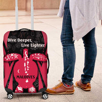 Maldives Dive Turtle Luggage Cover with Coral Reef Pattern and Island Spirit Slogan