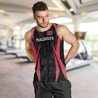 Maldives Dive Turtle Men Tank Top with Coral Reef Pattern and Island Spirit Slogan