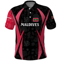 Maldives Dive Turtle Polo Shirt with Coral Reef Pattern and Island Spirit Slogan
