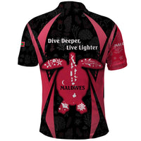 Maldives Dive Turtle Polo Shirt with Coral Reef Pattern and Island Spirit Slogan