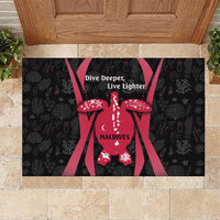Maldives Dive Turtle Rubber Doormat with Coral Reef Pattern and Island Spirit Slogan