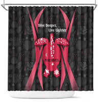 Maldives Dive Turtle Shower Curtain with Coral Reef Pattern and Island Spirit Slogan